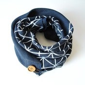 Image of Linen Button Scarf - White on Navy