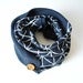 Image of Linen Button Scarf - White on Navy