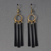Image of EARRINGS - long - black - fringe