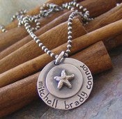 Image of Beach mom hand stamped sterling silver mother's necklace