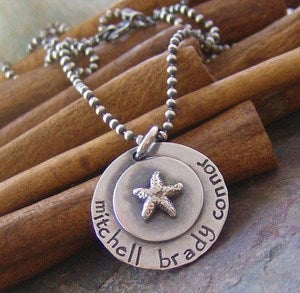 Image of Beach mom hand stamped sterling silver mother's necklace