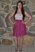 Image of Raspberry Stripe Cake Strapless Dress