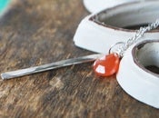 Image of Sterling Hammered Bar with Gemstone Briolette Necklace