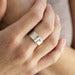 Image of sterling silver and 18k gold papyrus ring with blue zircon stone