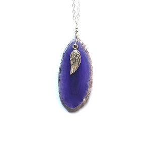 Image of Angel Wing Geode Necklace - Violet