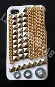 Image of The GREAT WHITE chained and studded Iphone 4/4s Case