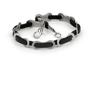 Image of Black Leather Cyclist Bracelet