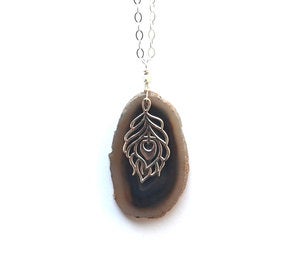 Image of Desert Geode Peacock Necklace