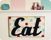 Image of Vintage style painted wood EAT sign Candy colors