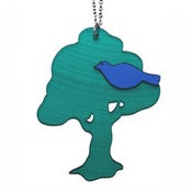 Image of Ltd. Edition Bird in Tree Necklace made from recycled vinyl records.