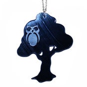 Image of Ltd. Edition Owl in Tree Necklace made from recycled vinyl records.