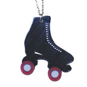 Image of Ltd. Edition Roller Skate Necklace made from recycled vinyl records.