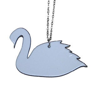 Image of Ltd. Edition Swan Necklace/Earrings made from recycled vinyl records.