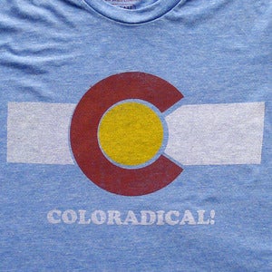 Image of Coloradical Colorado Flag T-Shirt- Men's Light Blue