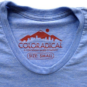 Image of Coloradical Colorado Flag T-Shirt- Women's Light Blue