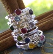 Image of Personalized Gem Stone Stacking rings