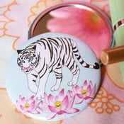 Image of White Tiger & Lotus Pocket Mirror
