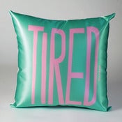 Image of Tired Pillow (pink on mint)