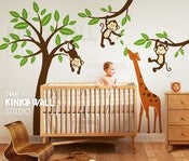 Image of Giraffe and His Monkey Friends - KK127 - Children Baby Kid Boy Girl Playroom