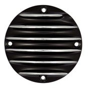 Image of Derby Cover Black With Polished Fins-4 Hole-Sportster