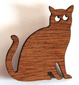 Image of Recycled wood Cat Brooch
