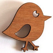 Image of Recycled Wood Chirpy Bird Brooch