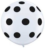 Image of 36" White with Black Polka Dots