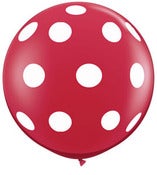 Image of 36" Ruby Red with White Polka Dots
