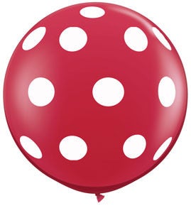 Image of 36" Ruby Red with White Polka Dots
