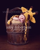 Image of Giraffe Earflap Hat Newborn Photography Prop