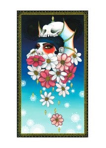 Image of Robyn With Dahlias Mini Giclee