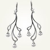 Image of Hama Rikyu Earrings with White Topaz, Sterling Silver