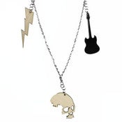 Image of Rock and Roll Charm Necklace made from recycled vinyl records.