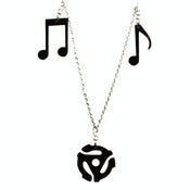 Image of 45 Adapter Charm Necklace made from recycled vinyl records.