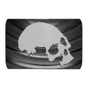 Image of Skull Belt Buckle made from recycled vinyl records.