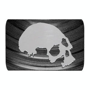 Image of Skull Belt Buckle made from recycled vinyl records.