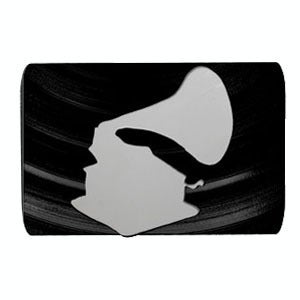 Image of Gramaphone Belt Buckle made from recycled vinyl records.