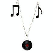 Image of Record Charm Necklace made from recycled vinyl records.