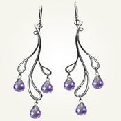 Image of Hama Rikyu Earrings with Amethyst, Sterling Silver