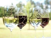 Image of Black and White Bare Tree Wine Glasses-Set of 4
