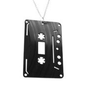 Image of Cassette Necklace/Earrings made from a recycled vinyl record.