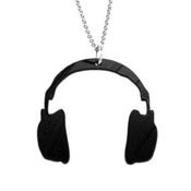Image of Headphones Necklace/Earrings made from a recycled vinyl record.