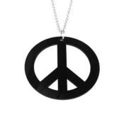 Image of Peace Symbol Necklace/Earrings made from a recycled vinyl record.