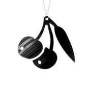 Image of Cherries Necklace/Earrings made from a recycled vinyl record.