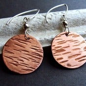 Image of Textured Copper Disc earrings