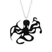 Image of Octopus Necklace/Earrings made from a recycled vinyl record.