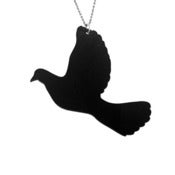 Image of Dove Necklace/Earrings made from a recycled vinyl record.