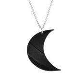 Image of Crescent Moon Necklace/Earrings made from a recycled vinyl record.