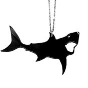 Image of Great White Shark Necklace/Earrings made from a recycled vinyl record.