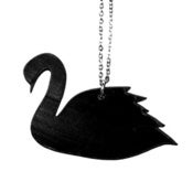 Image of Swan Necklace/Earrings made from a recycled vinyl record.
